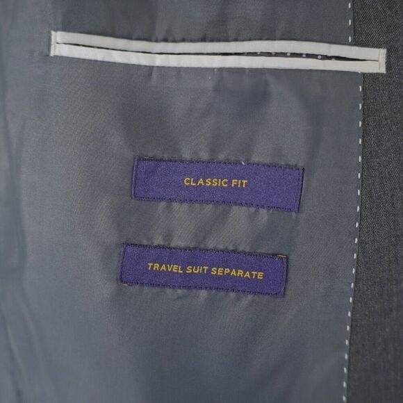 Stafford Wool Blend Classic Fit Gray Travel Suit Jacket 44L Or Slim 46L 2 Button - Picture 9 of 13